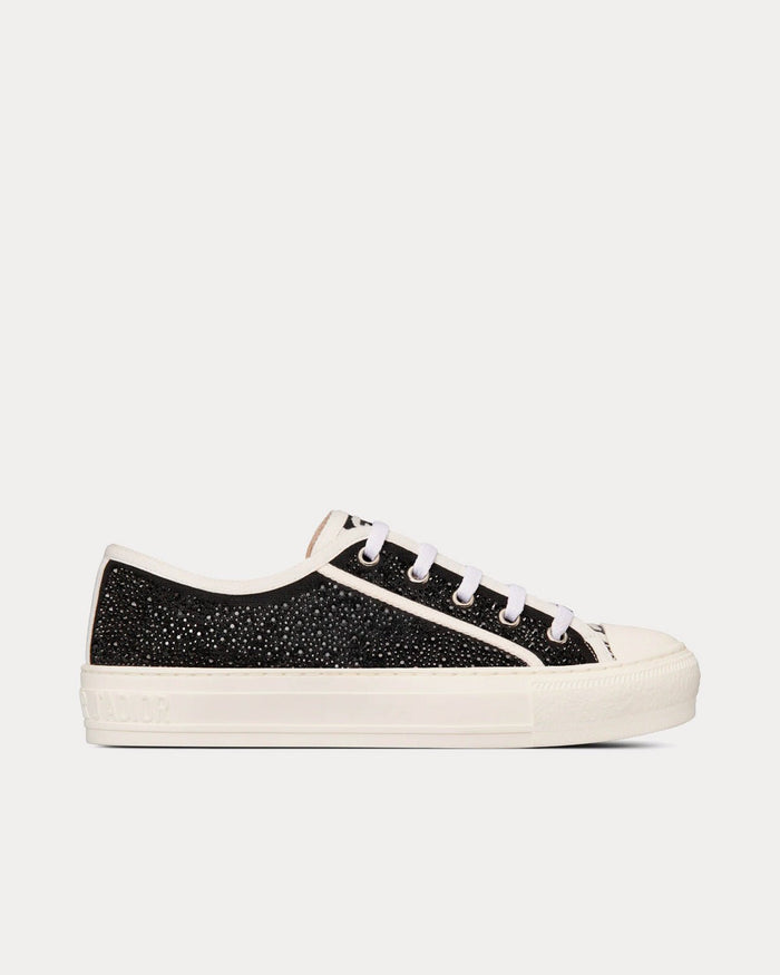 Walk'n'Dior Black Cotton Embroidered with Strass Low Top Sneakers - Crown & Consign