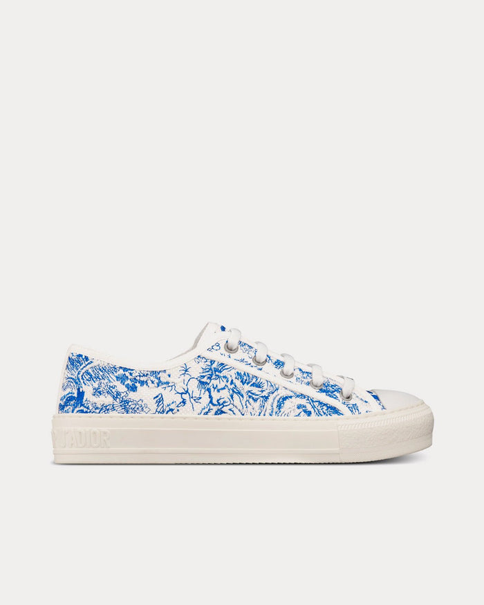 Walk'n'Dior Bright Blue Toile de Jouy Embroidered Cotton Low Top Sneakers - Crown & Consign