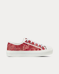 Walk'n'Dior Cherry Red Dior Brocart Embroidered Cotton with Gold-Tone Metallic Thread Low Top Sneakers View 1