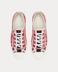 Walk'n'Dior Cherry Red Dior Brocart Embroidered Cotton with Gold-Tone Metallic Thread Low Top Sneakers View 2