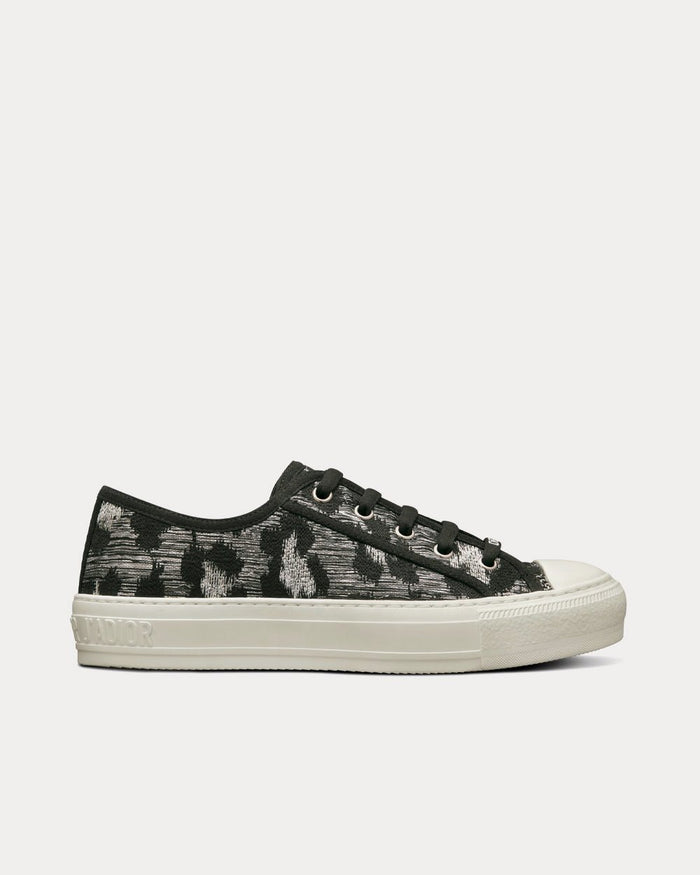 Walk'n'Dior Gray Mizza Embroidered Cotton and Metallic Thread Low Top Sneakers - Crown & Consign