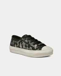 Walk'n'Dior Gray Mizza Embroidered Cotton and Metallic Thread Low Top Sneakers View 3