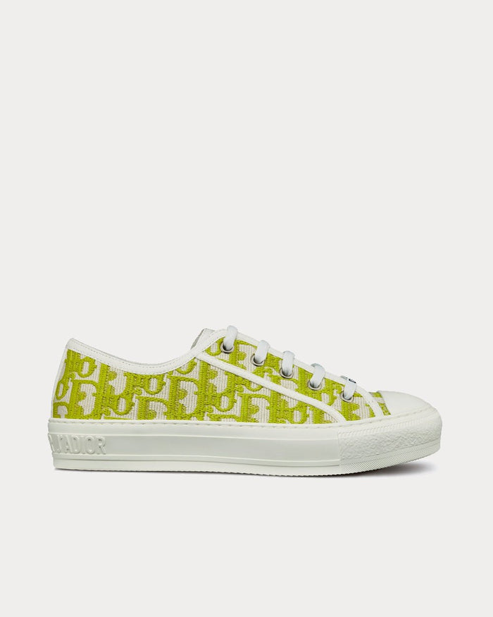 Walk'n'Dior Lime Dior Oblique Embroidered Cotton Low Top Sneakers - Crown & Consign