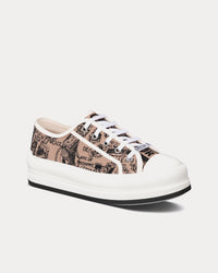 Walk'n'Dior Platform Beige and Black Cotton Embroidered with Plan de Paris Motif Low Top Sneakers View 3