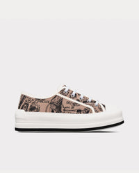 Walk'n'Dior Platform Beige and Black Cotton Embroidered with Plan de Paris Motif Low Top Sneakers View 1
