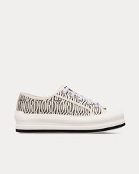 Walk'n'Dior Platform Embroidered Cotton with White and Black Miss Dior Allover Motif Low Top Sneakers View 1