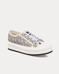 Walk'n'Dior Platform Embroidered Cotton with White and Black Miss Dior Allover Motif Low Top Sneakers View 3