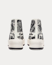 Walk'n'Dior Platform White and Black Cotton Embroidered with Plan de Paris Motif High Top Sneakers View 4