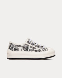 Walk'n'Dior Platform White and Black Cotton Embroidered with Plan de Paris Motif Low Top Sneakers View 1