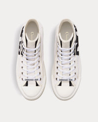 Walk'n'Dior Platform White and Black Embroidered Cotton High Top Sneakers View 2