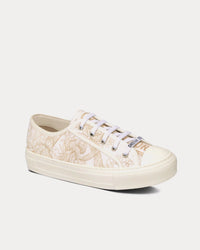 Walk'n'Dior White and Gold-Tone Cotton Embroidered with Dior Jardin d'Hiver Motif in Metallic Thread Low Top Sneakers View 3