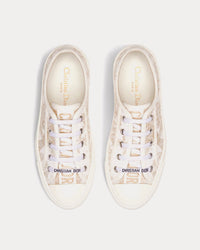 Walk'n'Dior White and Gold-Tone Cotton Embroidered with Dior Jardin d'Hiver Motif in Metallic Thread Low Top Sneakers View 2