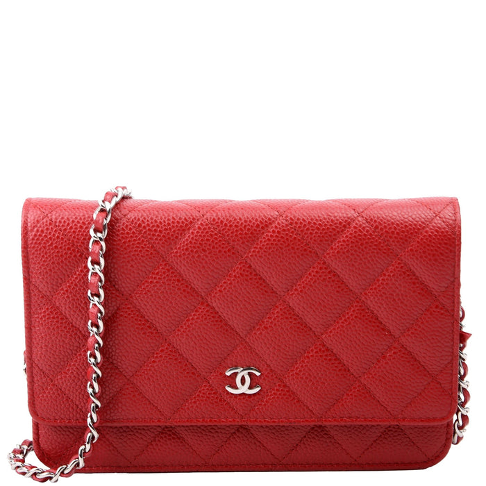 WOC Classic Quilted Caviar 22M Red - Crown & Consign