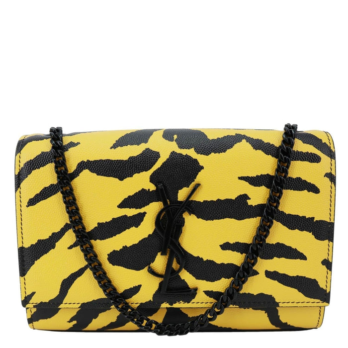 YVES SAINT LAURENT Classic Kate Zebra Print Leather Crossbody Bag Yellow - Crown & Consign